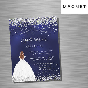 Invitation Magnétique Sweet 16 bleu marine parties scintillant robe luxe