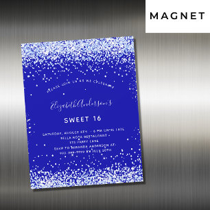 Invitation Magnétique Sweet 16 royal bleu blanc luxe