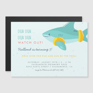 Invitation Magnétique Sweet Pool Party Shark Arm Floats Anniversaire de 