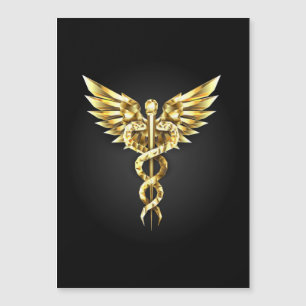 Invitation Magnétique Symbole caducee polygonale en or