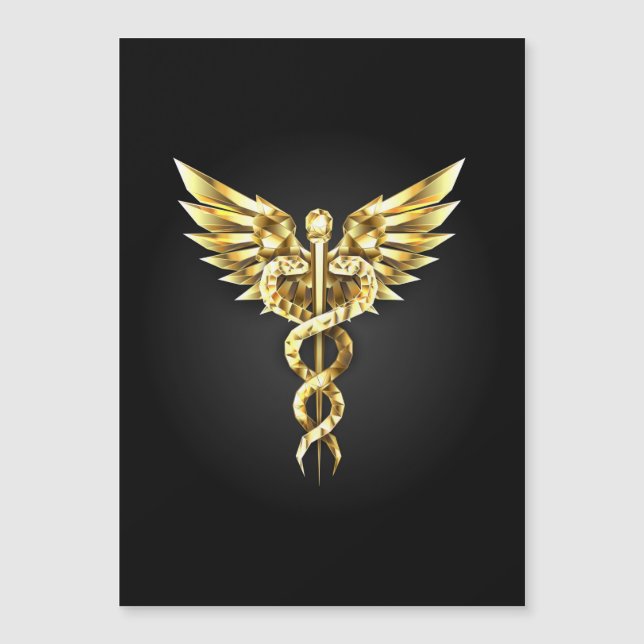 Invitation Magnétique Symbole caducee polygonale en or (Devant)