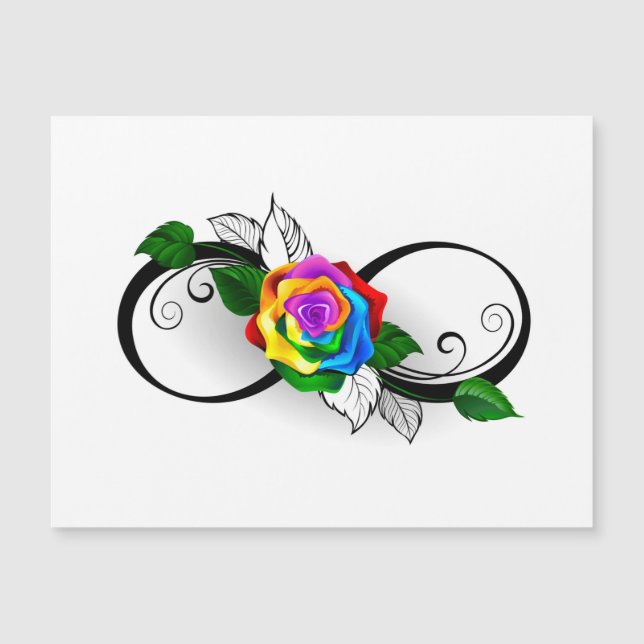 Invitation Magnétique Symbole de l'infini avec rose arc-en-ciel (Devant)