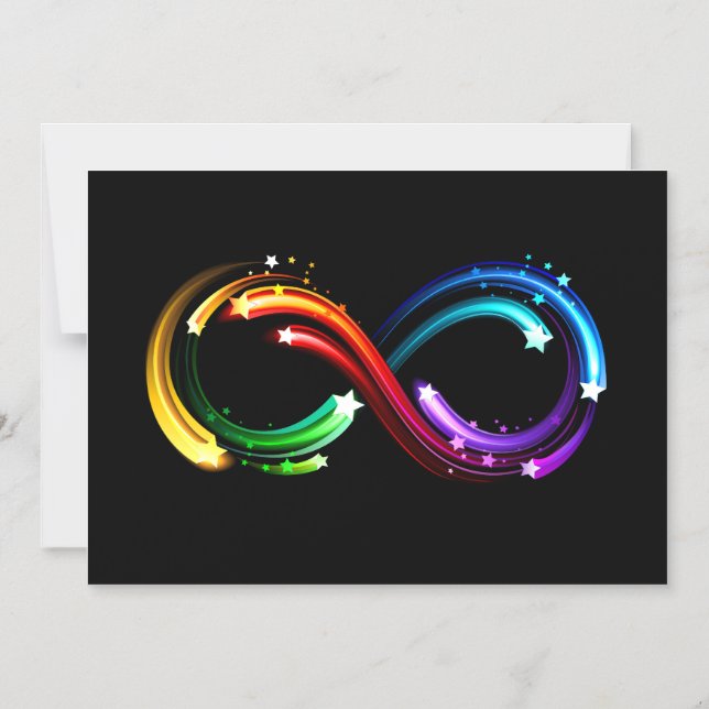 Invitation Magnétique Symbole de l'infini de comètes arc-en-ciel (Recto)
