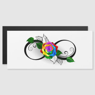Invitation Magnétique Symbole d'infini avec Rose arc-en-ciel