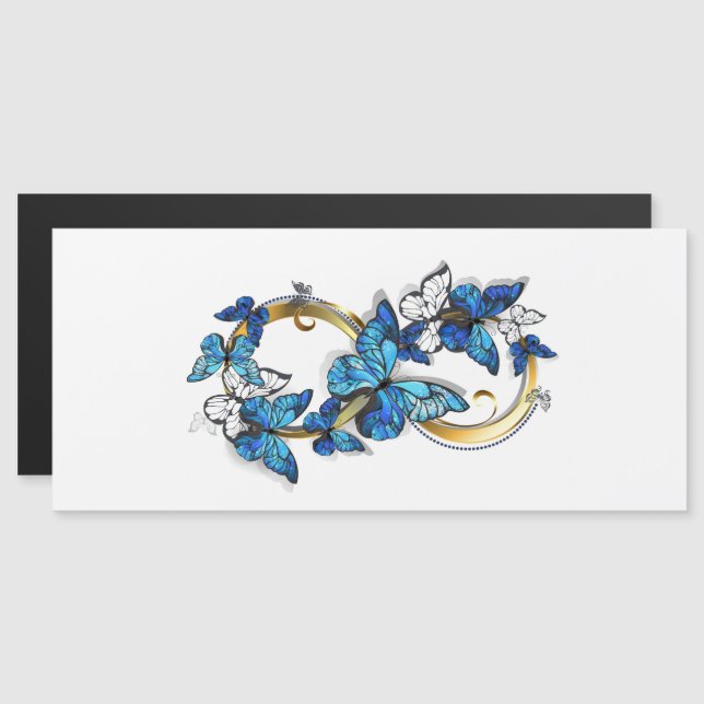Invitation Magnétique Symbole infini de papillons Morpho bleus (Devant / Derrière)