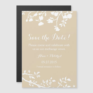 Invitation Magnétique Tan Beige Brown Fleur Blanche Enregistrer L'Aimant