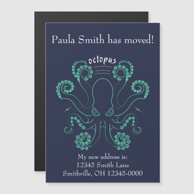 Invitation Magnétique Tentacules de céphalopodes pieuvres en mouvement (Devant / Derrière)