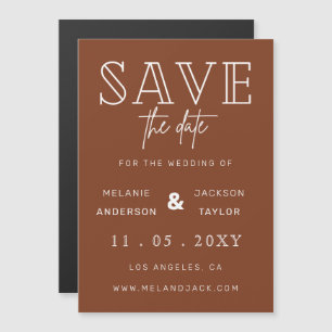 Invitation Magnétique Terracotta Rustic Burnt Orange Boho Sauvez la date