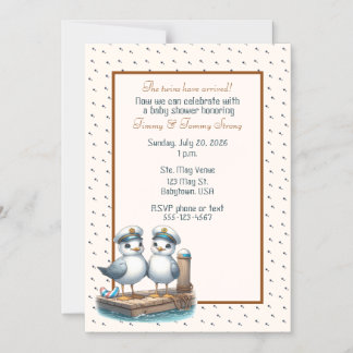 Invitation Magnétique Thème marin mouette pour la fête de naissance de j