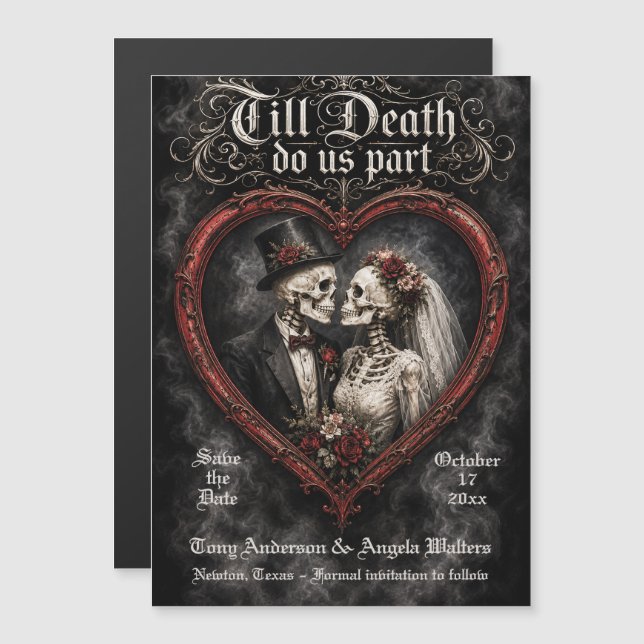 Invitation Magnétique Till Death Do Us Part Wedding Save the Date (Devant / Derrière)