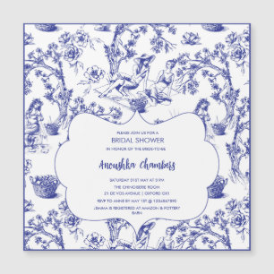 Invitation Magnétique Toile bleue et blanche de Jouy Fête des mariées