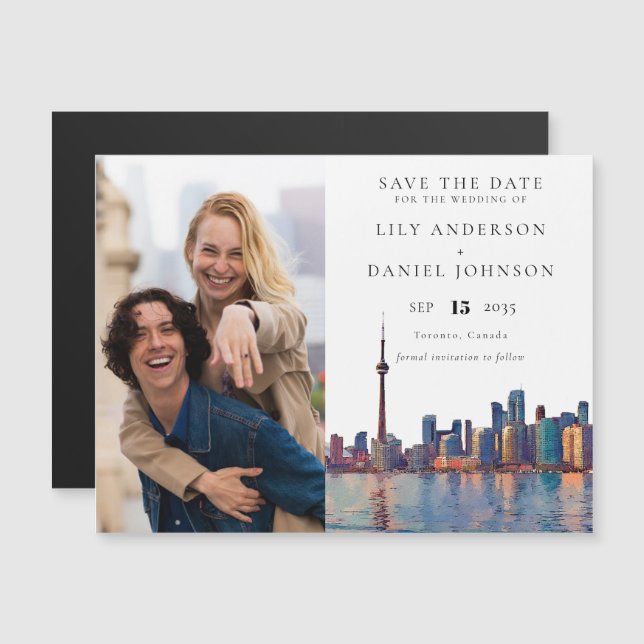Invitation Magnétique Toronto Photo Wedding Save The Date (Devant / Derrière)