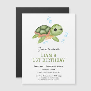 Invitation Magnétique Tortue magnétique sous la mer premier anniversaire