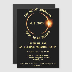 Invitation Magnétique Total Solar Eclipse Viewing Party 4/8/2024 USA Inv