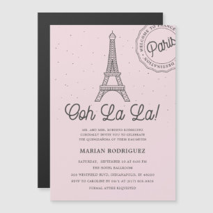 Invitation Magnétique Tour Eiffel Paris Quinceañera