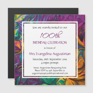 Invitation Magnétique TOUT ÂGE Abstrait Violet Personnalisable Anniversa