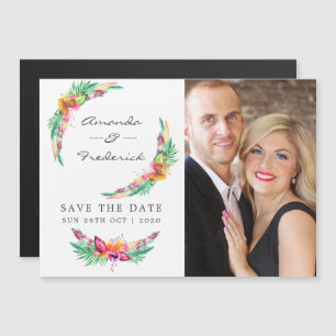 Invitation Magnétique Tropical Summer Beach Wedding Enregistrer la date