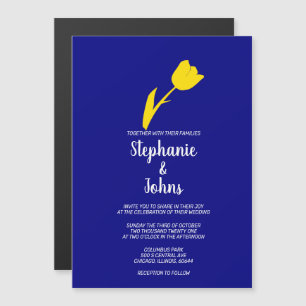 Invitation Magnétique Tulipe jaune Marine Bleu printemps été