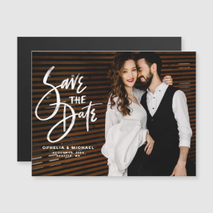 Invitation Magnétique Typographie du script de pinceau blanc Enregistrer