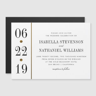 Invitation Magnétique Typographie noir et or   Mariage personnalisé