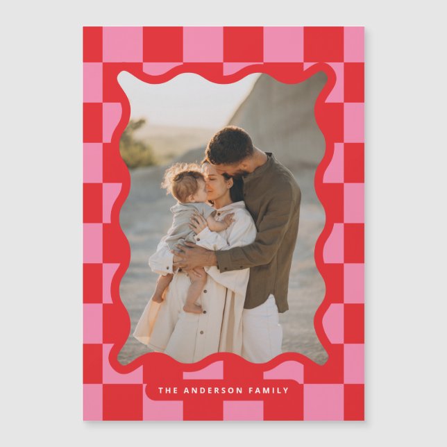 Invitation Magnétique Vérification de bord ondulé moderne photo minimale (Devant)