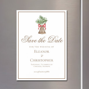 Invitation Magnétique Vintage Christmas Bell Enregistrer la date