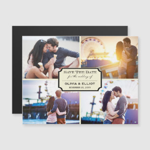 Invitation Magnétique Vintage Classic Bookplate Four Photo Enregistrer L