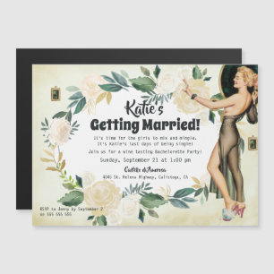 Invitation Magnétique Vintage Élégant Floral Bachelorette Party