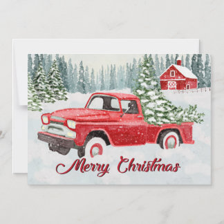 Invitation Magnétique Vintage Red Truck Bringing Christmas Cheer in the
