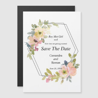 Invitation Magnétique Watercolor Floral Wedding Enregistrer La Date