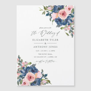 Invitation Magnétique Watercolor Navy et Blush FlorMariage