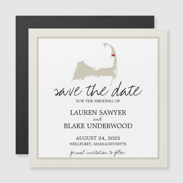 Invitation Magnétique Wellfleet Cape Cod Mariage Enregistrer la date (Devant / Derrière)