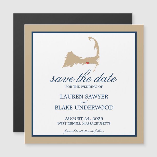 Invitation Magnétique West Dennis Cape Cod Wedding Enregistrer la date (Devant / Derrière)