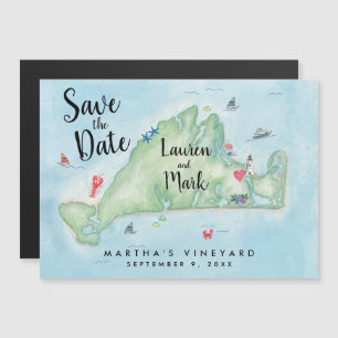 Invitation Magnétique Whimsical Martha's Vineyard Map Save the Date