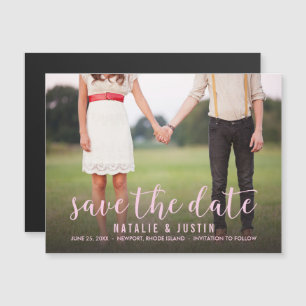 Invitation Magnétique Whimsy Photo Enregistrer la date Annonce rose