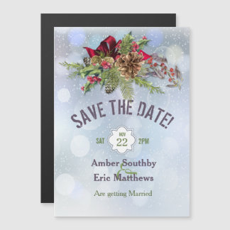 Invitation Magnétique Winter Wonderland Poinsetia Magnétique Enregistrer