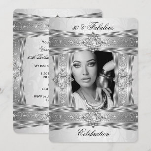 Invitation Magnifique 30 Élégant Diamant Bijou Argenté Blanc 
