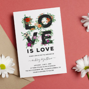 Invitation Magnifique amour floral lesbien mariage Love Is Lo
