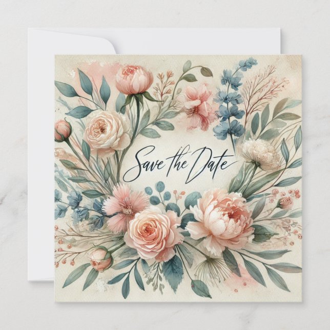 Invitation Magnifique annonce de mariage pour réserver la dat (Devant)