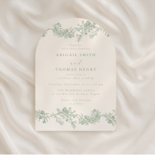 Invitation Magnifique Arche de Mariage Florale Vintage Sage