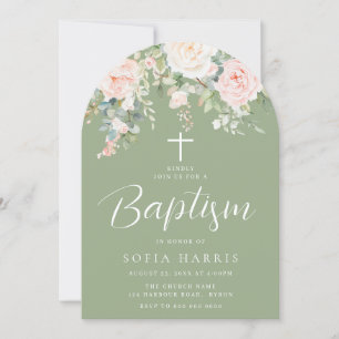 Invitation Magnifique blush & Sage Boy ou Girl Baptism Arch