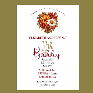 Invitation Magnifique bouquet de fleurs d'automne pour 100 an