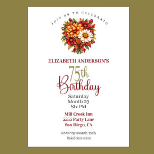 Invitation Magnifique Bouquet de Fleurs d'Automne pour les 75