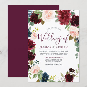 Invitation Magnifique Bourgogne Red Wine Blush Wedding Invita