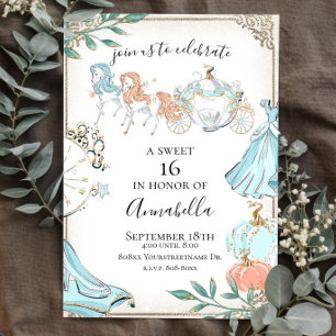 Invitation Magnifique Carrosse de Conte de Fées de Cendrillon