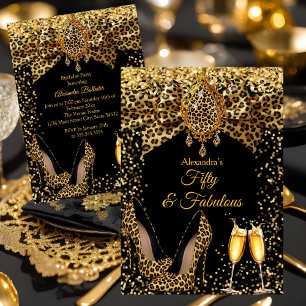 Invitation Magnifique chaussure à talon en or léopard avec de