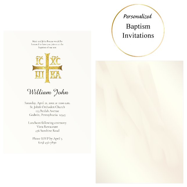 Invitation Magnifique croix orthodoxe, baptême chrétien (Créateur téléchargé)