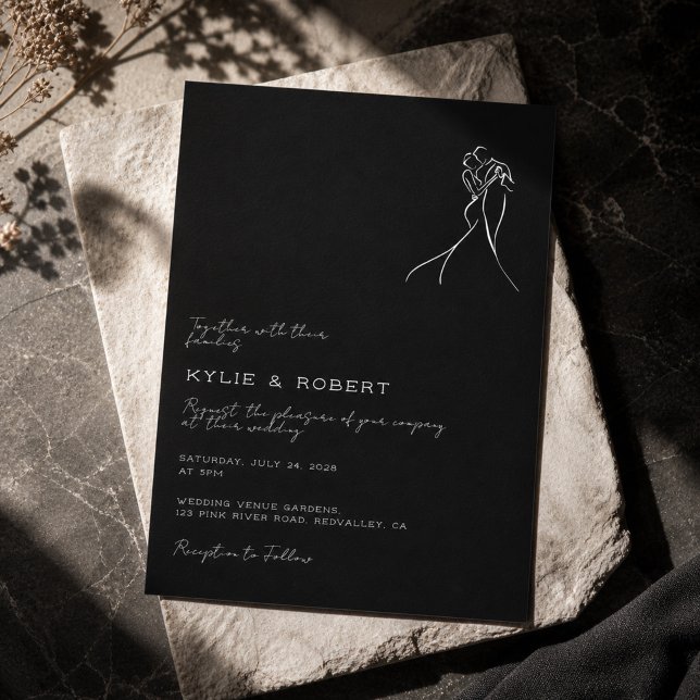 Invitation Magnifique Dessin Moderne Mariage Romantique (Créateur téléchargé)