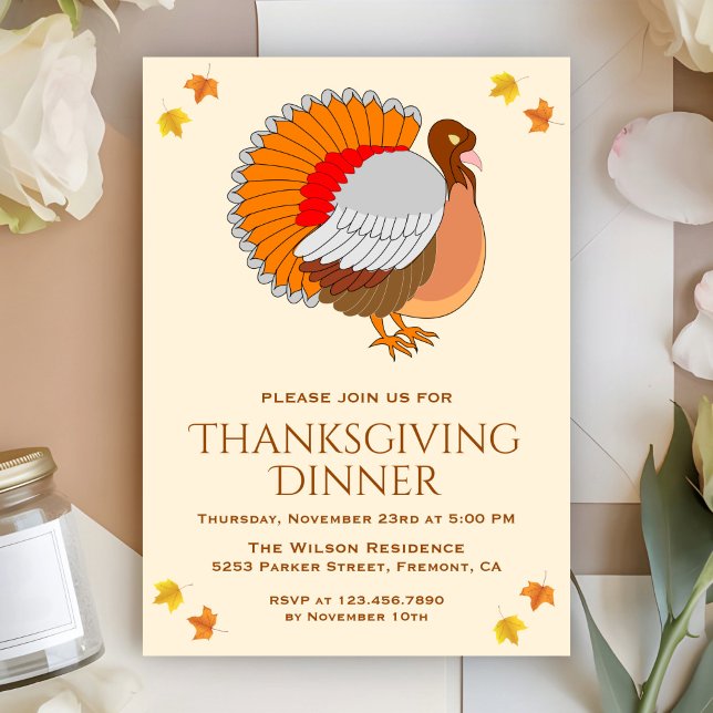 Invitation Magnifique dîner de Thanksgiving à la dinde orange (Créateur téléchargé)