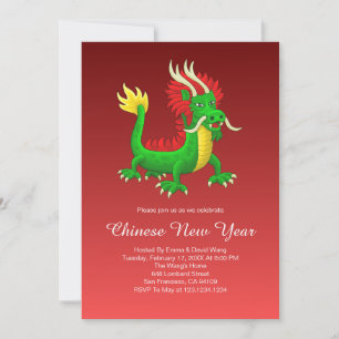Invitation Magnifique dragon chinois dessiné à la main
